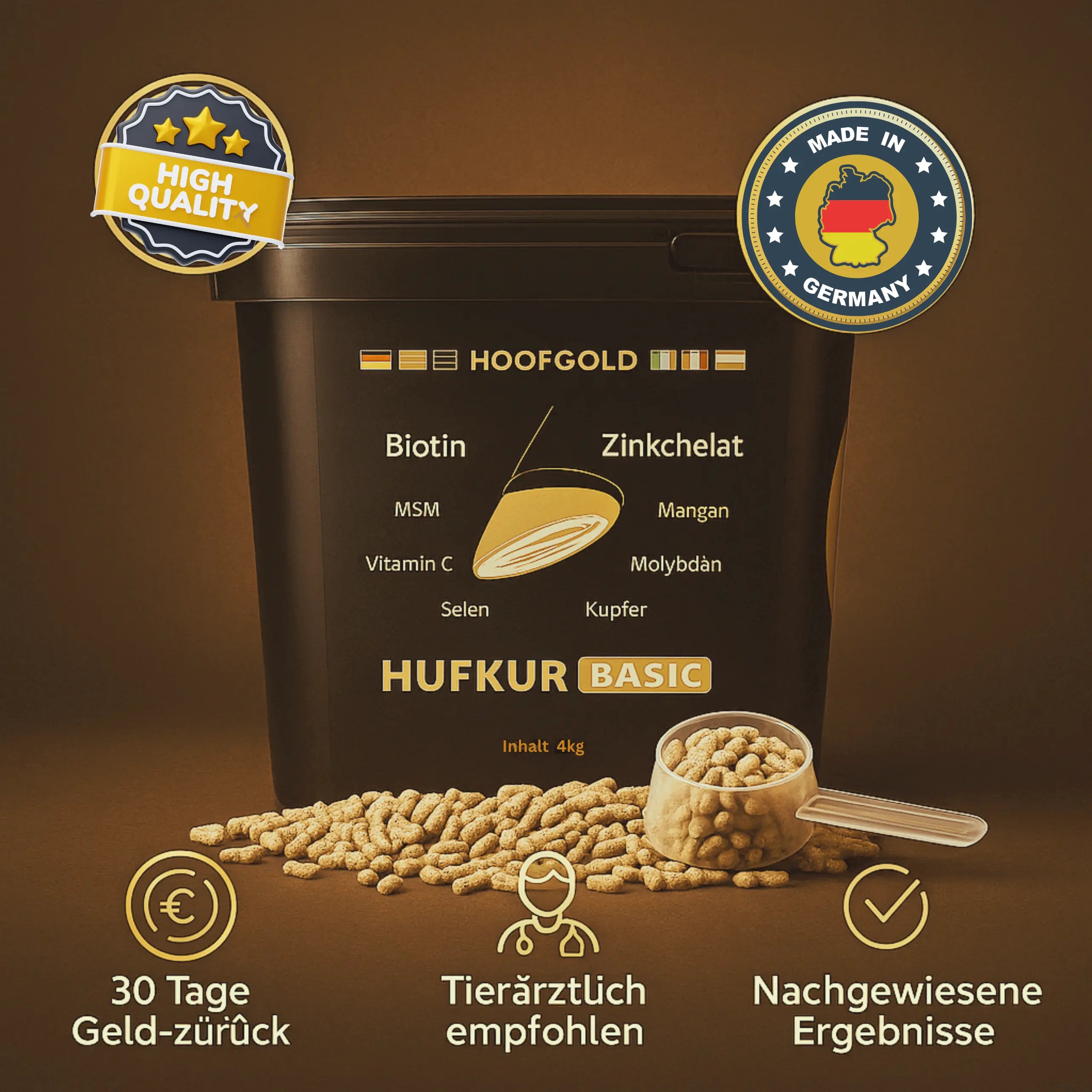 Hufkur- unterstützt das Hufwachstum und fördert die Regeneration bei brüchigen Hufen, Strahlfäule & Hufrehe; Nährstoffkomplex für starke Hufe | Hoofgold