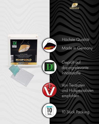 Hornpad – fördert die Regeneration des Hufhorns bei Strahlrissen und Strahlfäule; stärkt und unterstützt die Heilung geschädigter Hufe | Hoofgold