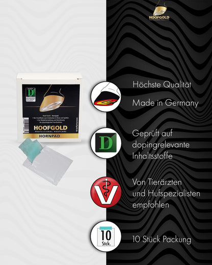 Hornpad – fördert die Regeneration des Hufhorns bei Strahlrissen und Strahlfäule; stärkt und unterstützt die Heilung geschädigter Hufe | Hoofgold