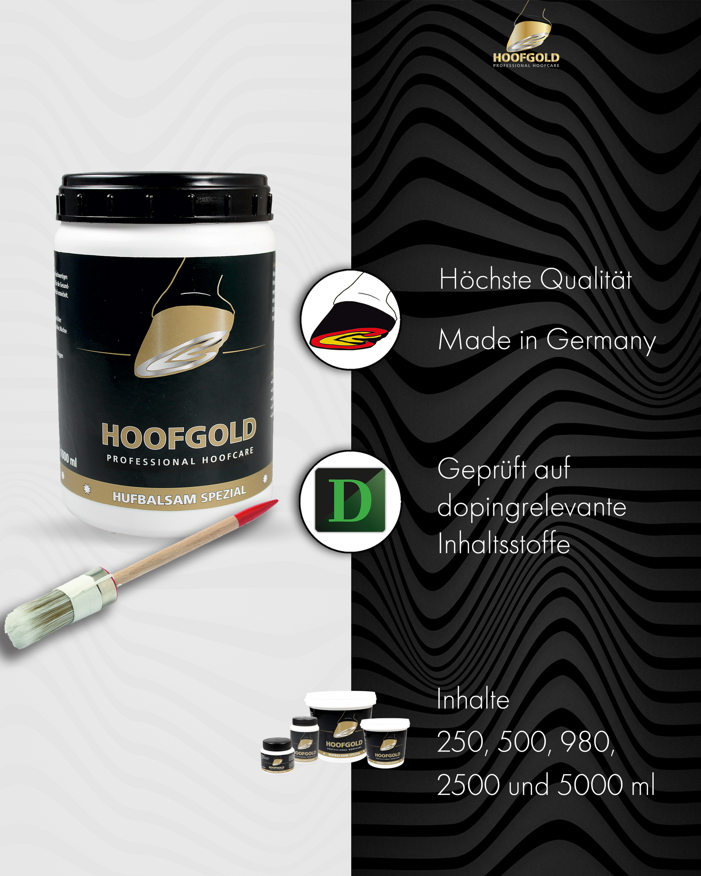 Hufbalsam Spezial - fördert das Hornwachstum und verleiht dem Huf Elastizität & Glanz; intensive Pflege für gesunde, widerstandsfähige Hufe | Hoofgold