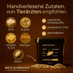 Hufkur- unterstützt das Hufwachstum und fördert die Regeneration bei brüchigen Hufen, Strahlfäule & Hufrehe; Nährstoffkomplex für starke Hufe | Hoofgold