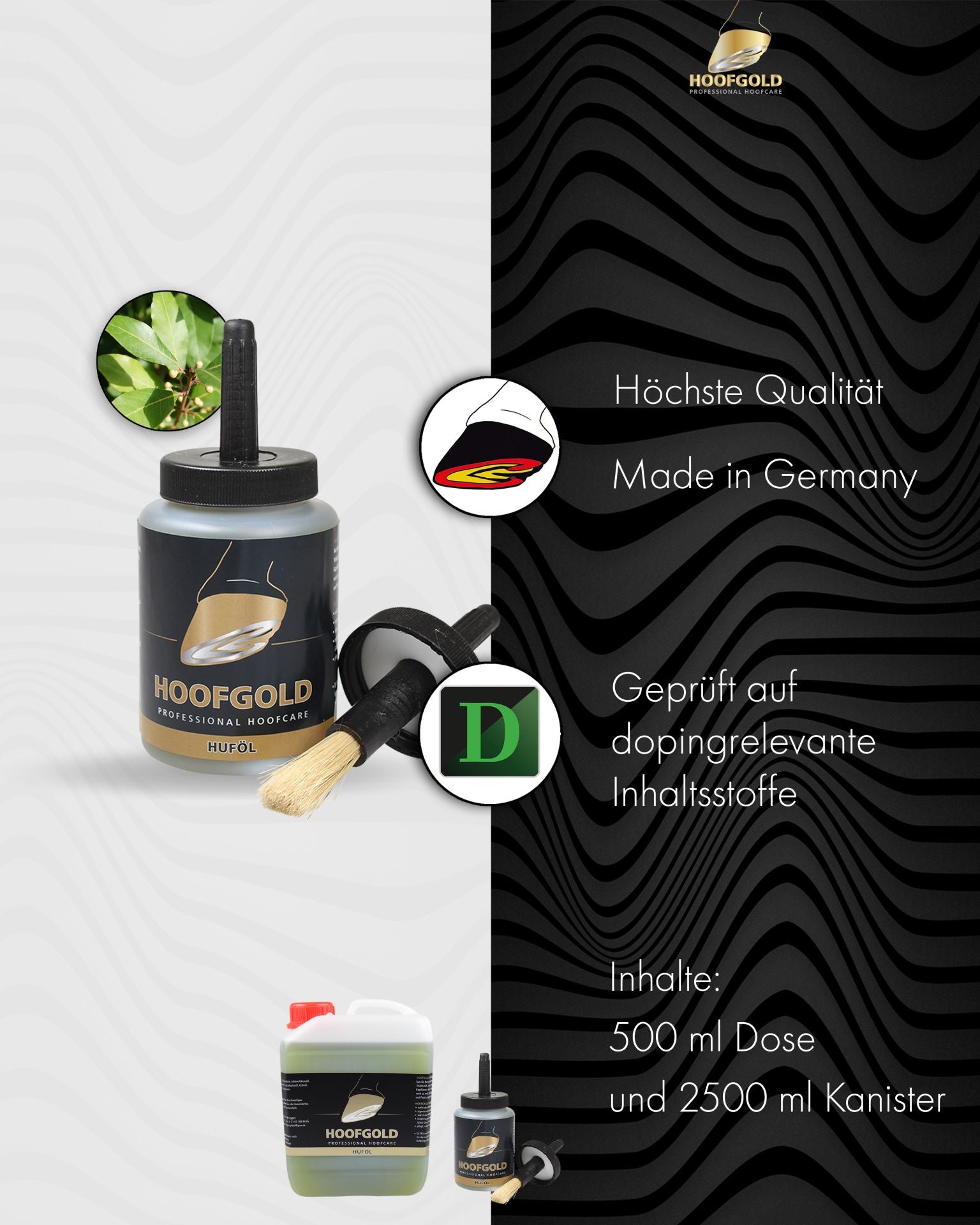 hufoel – spendet Feuchtigkeit, verleiht natürlichen Glanz und schützt vor Austrocknung; stärkt und nährt den Huf nachhaltig | Hoofgold